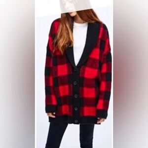 Banana Republic Womens Size Large Plaid Filpucci Wool Cardigan Sweater